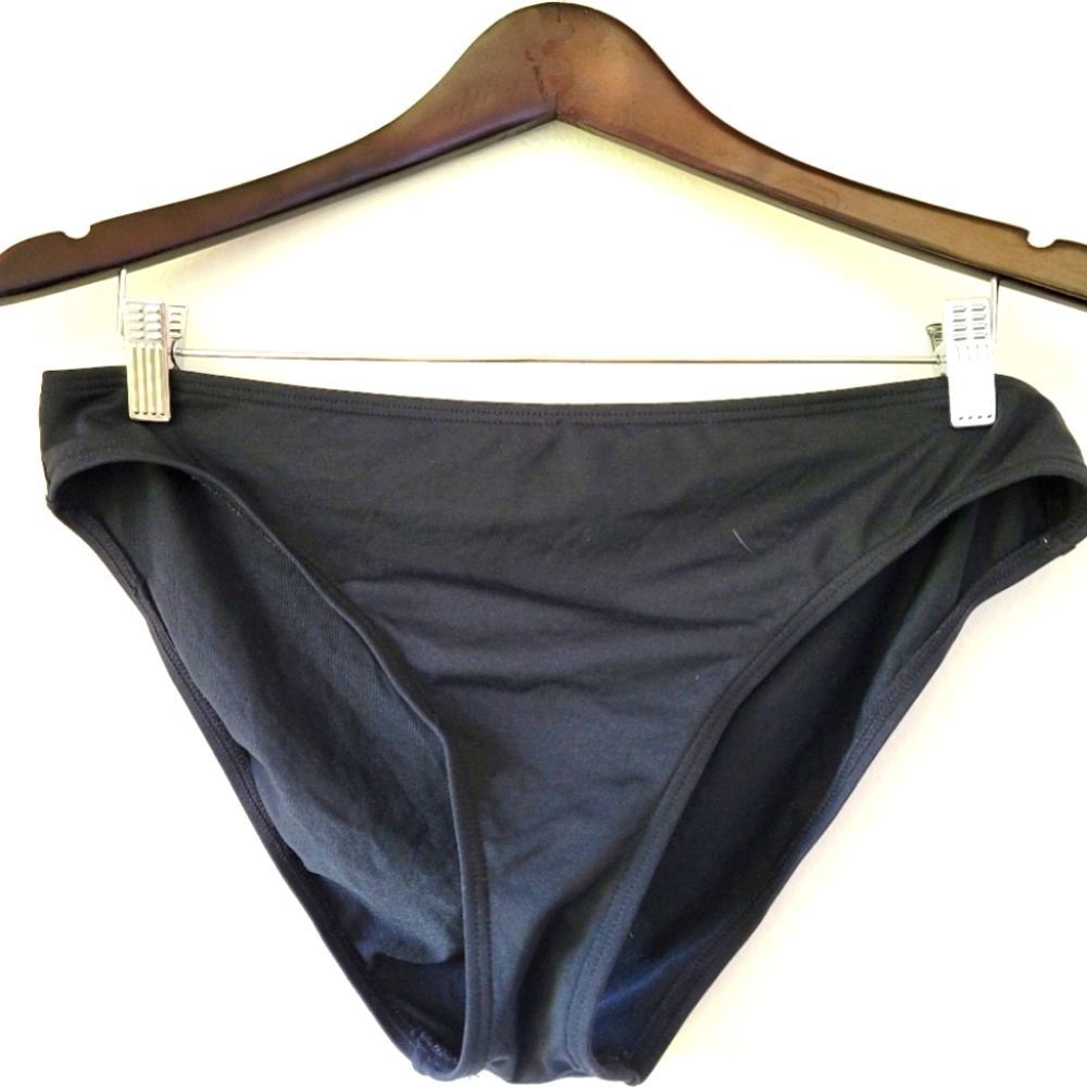 Black L Bikini Bottom Large Full Coverage High Waist Line Down The Back